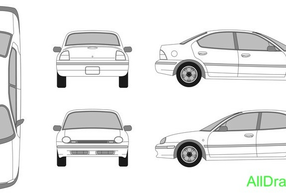 Dodge Neon (1996) (Dodge Neon (1996)) - drawings of the car
